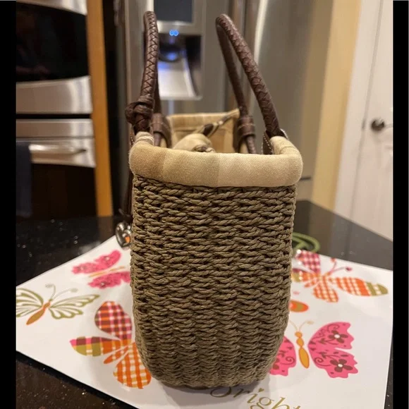 BRIGHTON NAUTICAL ACCENTS JUTE AND LEATHER SHOULDER BAG HANDBAG PURSE - Picture 5 of 13